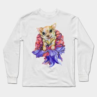 Chihuahua in the Dress Made of Flowers Long Sleeve T-Shirt